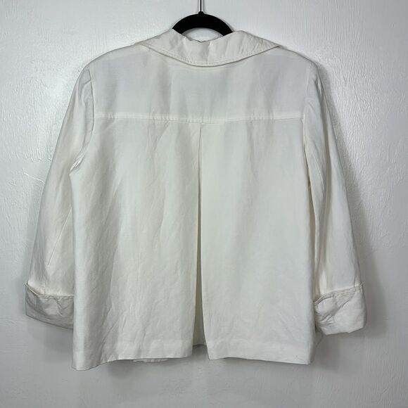 Kasper White Pocketed Faux-double-breasted Open Cuffed Sleeve Jacke Size 12 - Picture 5 of 11